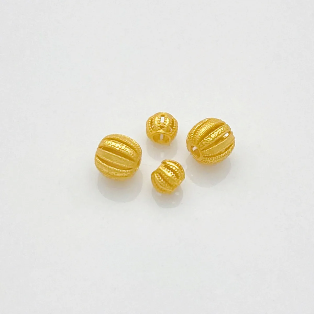 S925 Sterling Silver Antique Gold Plated Hollow Pumpkin Ruyi Pattern Spacer Beads DIY Bracelet Necklace Jewelry Making Supplies
