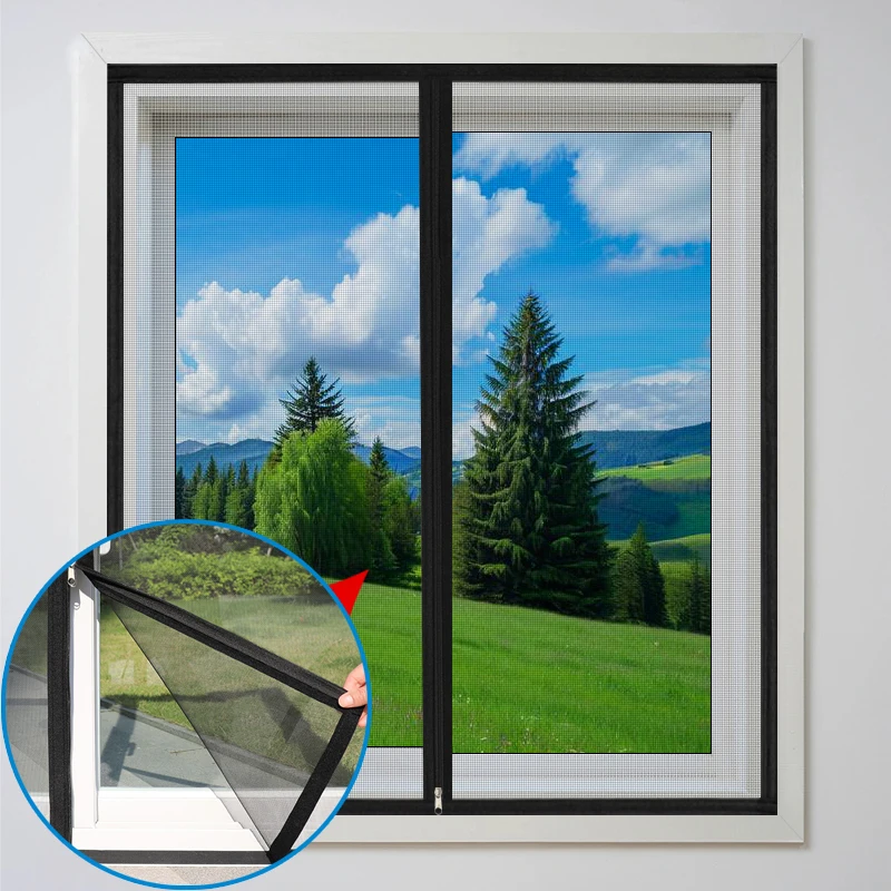 200+ !! Sizes Black Zipper Window Screen Mosquito Net, Insect-Proof Design, Suitable for Home, Easy to Install and Remove