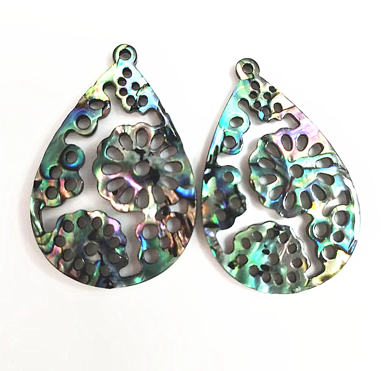 4PCS LOVELY WOMEN EARRING DROOPWATER DROPS ABALONE SHELL MATERIAL  35X20MM CARVING SHAPE BEST CHOICE FOR JEWELRY DESIGNS