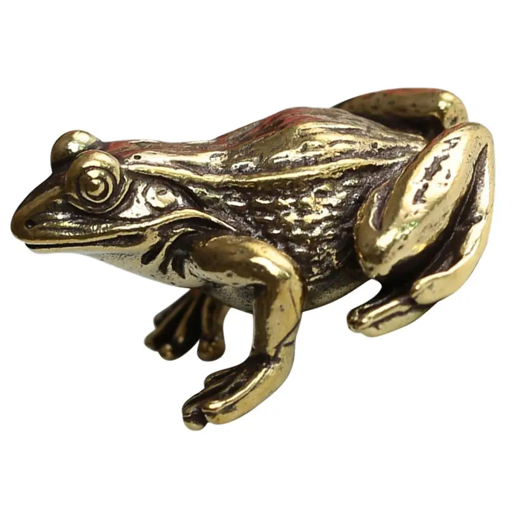 

Retro Brass Frog Statue Decorative Ornament Vintage Golden Animal Figurine Handmade Desk Garden Decor Teapot Accessory