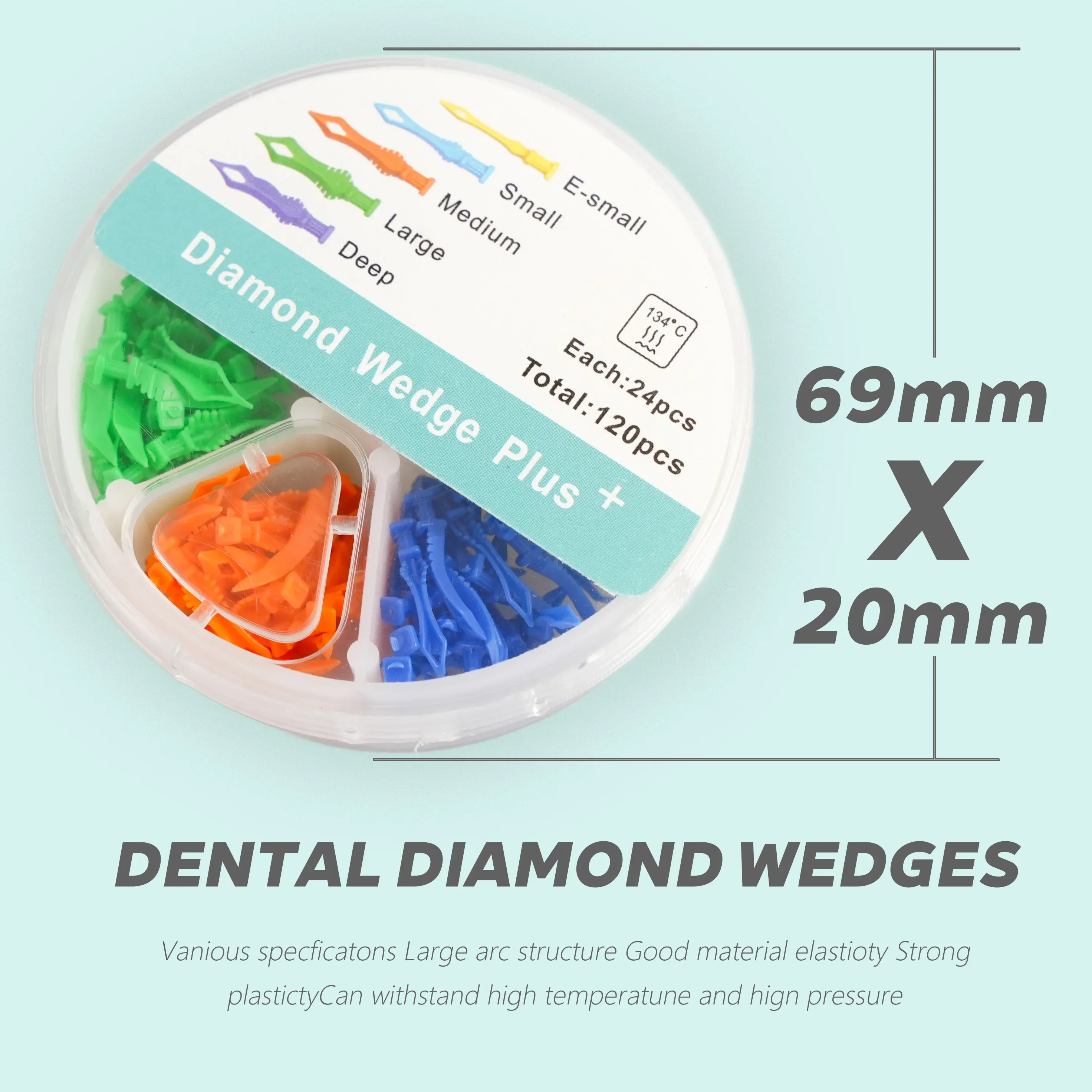 120Pcs WELLCK Dental Diamond Wedges Disposable Plastic Interdental Wedge New Tooth Gap Wedges 5Size Dentistry Treatment Material