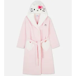 Sanrio Hello Kitty Women Winter Coral Velvet Nightgown New Cute Cartoon Thick Hooded Sleeprobe Warm Korean Style Home Night-robe