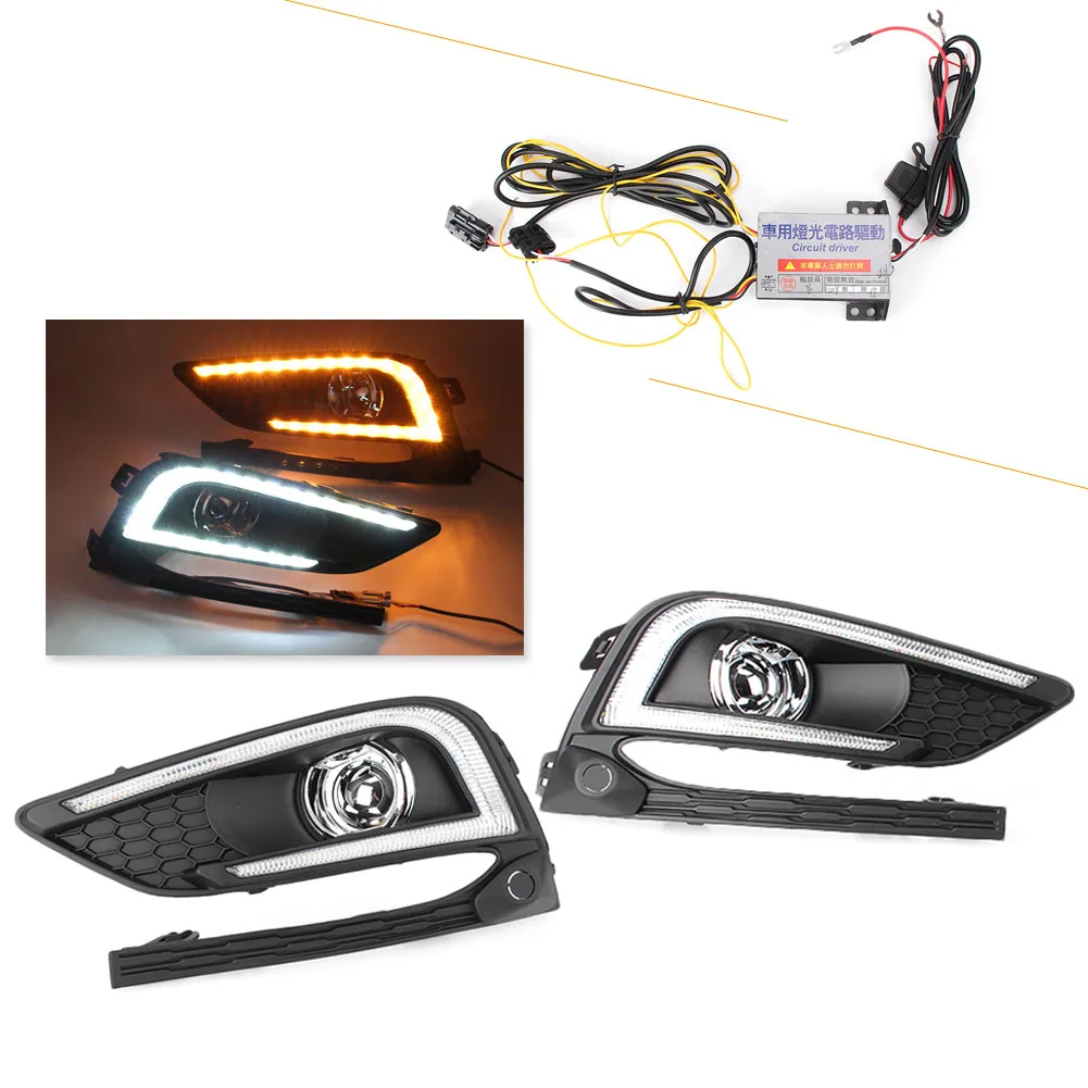 For Chevrolet Cruze 2016 2017 2Pcs Dual Color Car Front Bumper LED Turn Signal Lamp Daytime Running Fog Light DRL