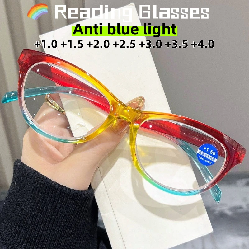 Katzenaugen-Lesebrille für Damen, Elegante Einfache Hochauflösende Computerbrille für Herren, Ultraleichte Zweifarbige Rahmenbrille