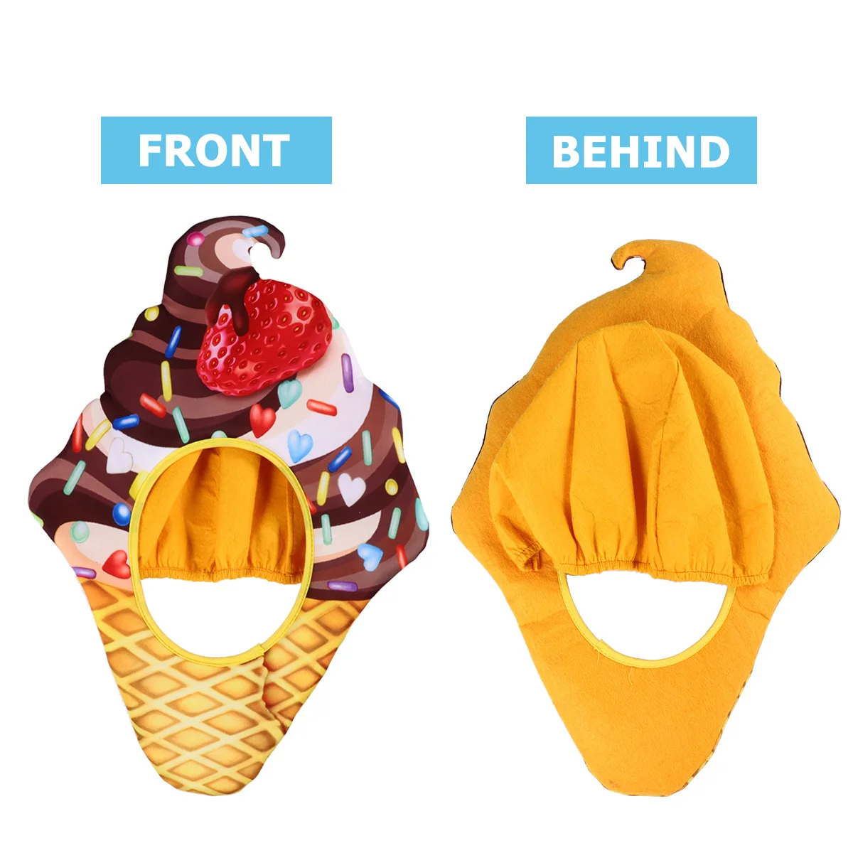 

Ice Cream Hat Cosplay Food Headgear Party Costumes Funny Headwear Decorative Reusable Adorable Fashionable French Fries