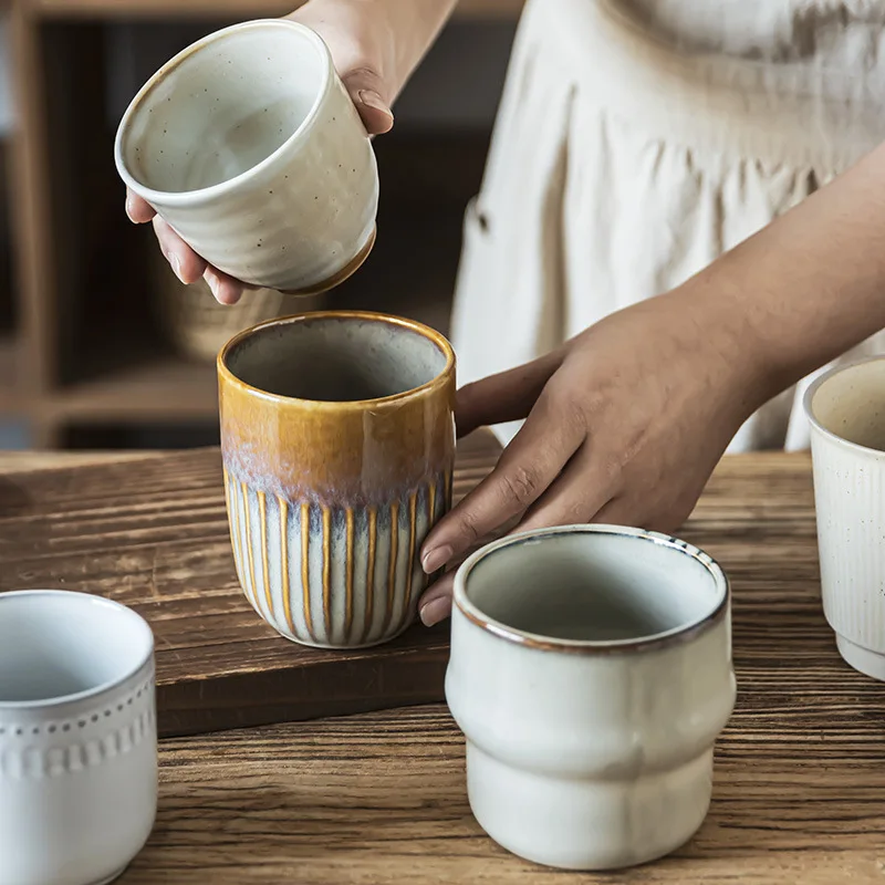 Personalized Retro Ceramic Handleless Cup, Japanese Style Wine Casual Tea Household Drinking Coffee Cup