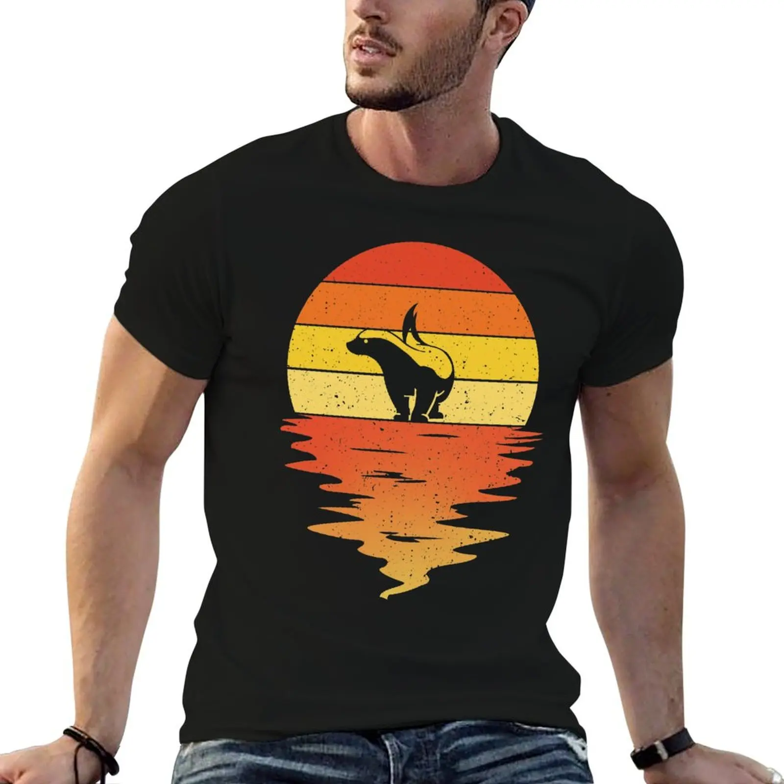 Honey Badger retro T-Shirt Large Size Basic Casual T-Shirt