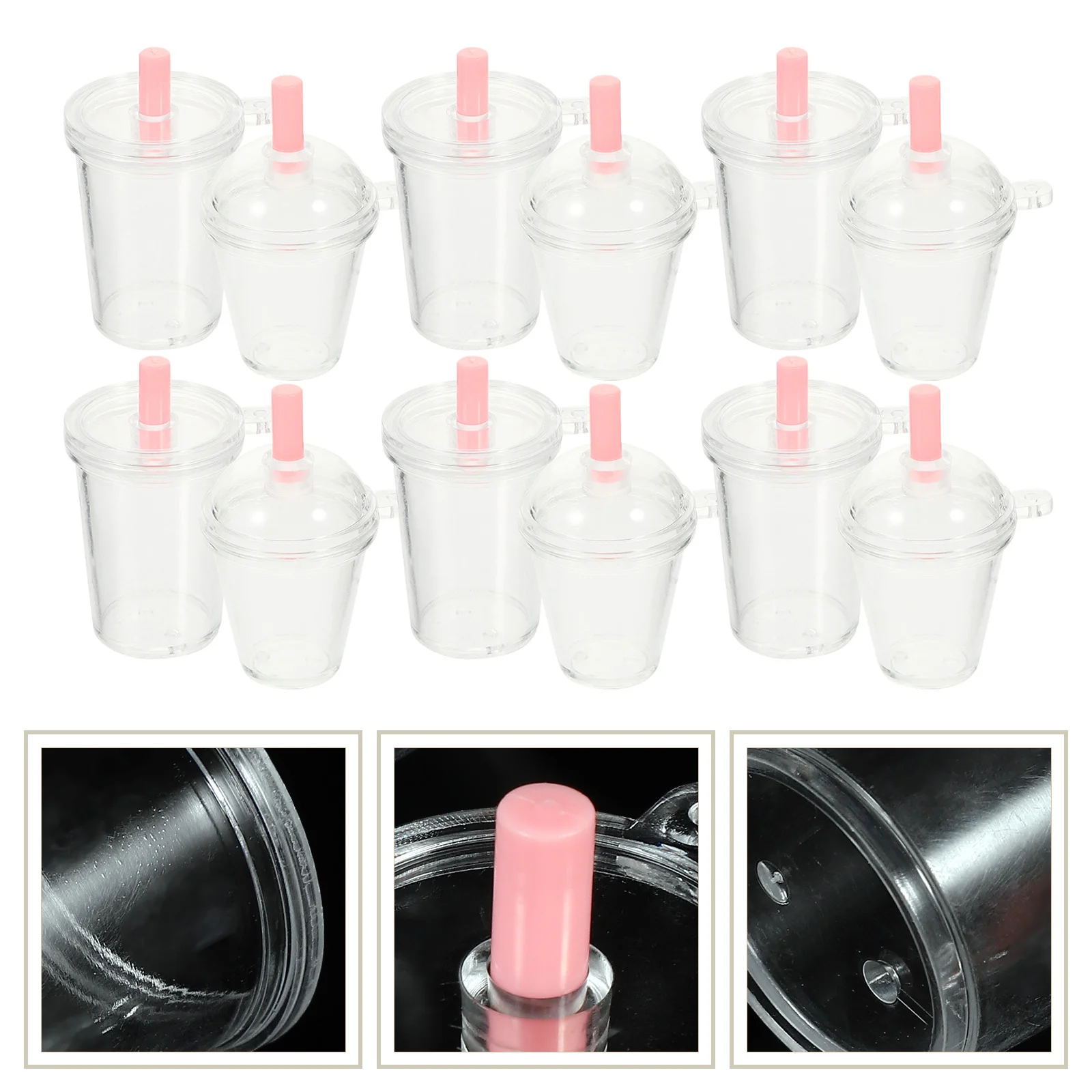 

24 Pcs Mini Coffee Cup Keychain Charms Plastic Lid shaped Pendants for Jewelry Making Perfect for House Decorations