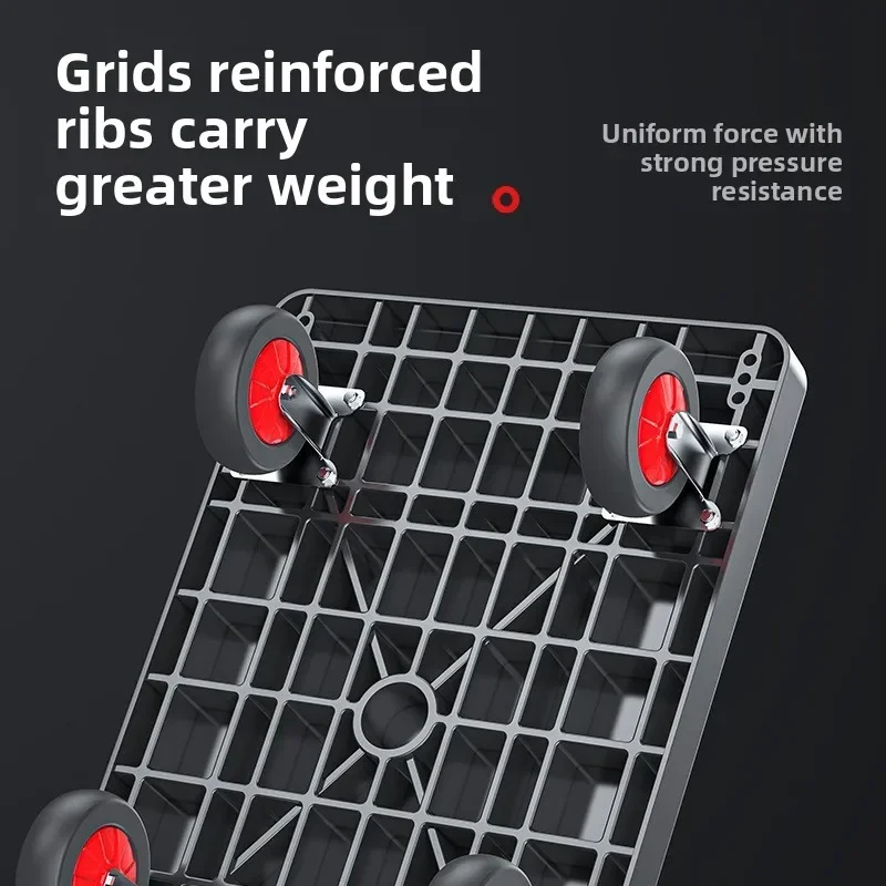 عربة سحب قابلة للطي، شاحنة سحب صغيرة، مقطورة مستودع، محمولة بأربعة عجلات، التعامل الصامت، شاحنة مسطحة #3
