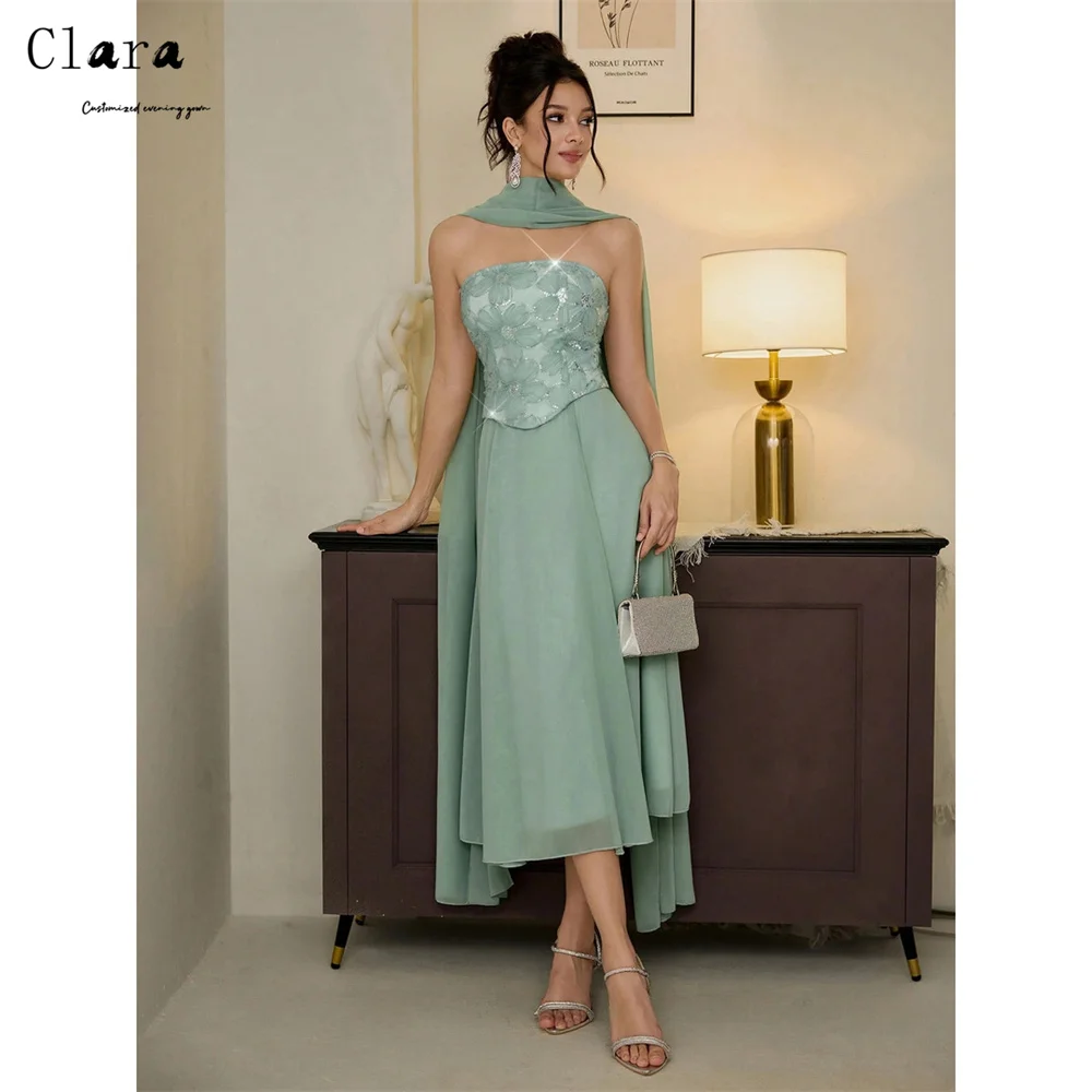 

Clara Customized Green A-line Green Tube Top Elegant Party Dresses 2026 Prom Dresses for Luxury Party Evening Gown Formal Dress