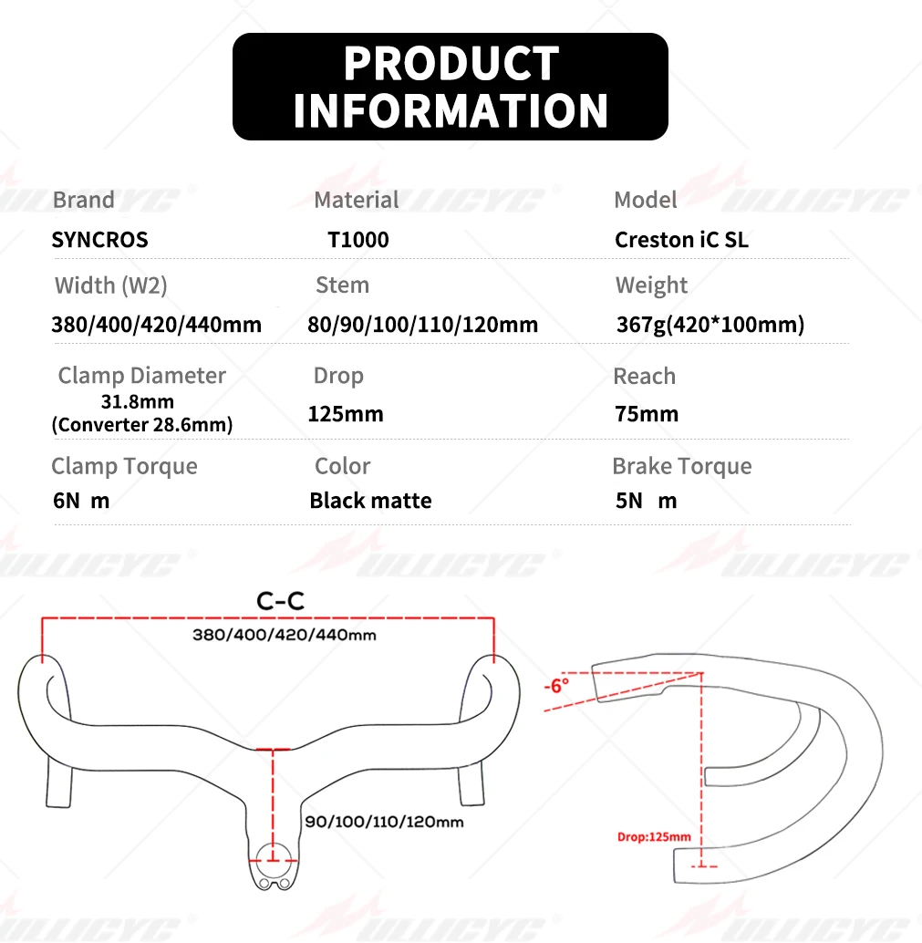 مقود دراجة Syncros Creston IC SL من الكربون توجيه داخلي بالكامل مقود دراجة الطريق Di2 مطفأ اللمعة أسود متكامل قمرة قيادة الكربون