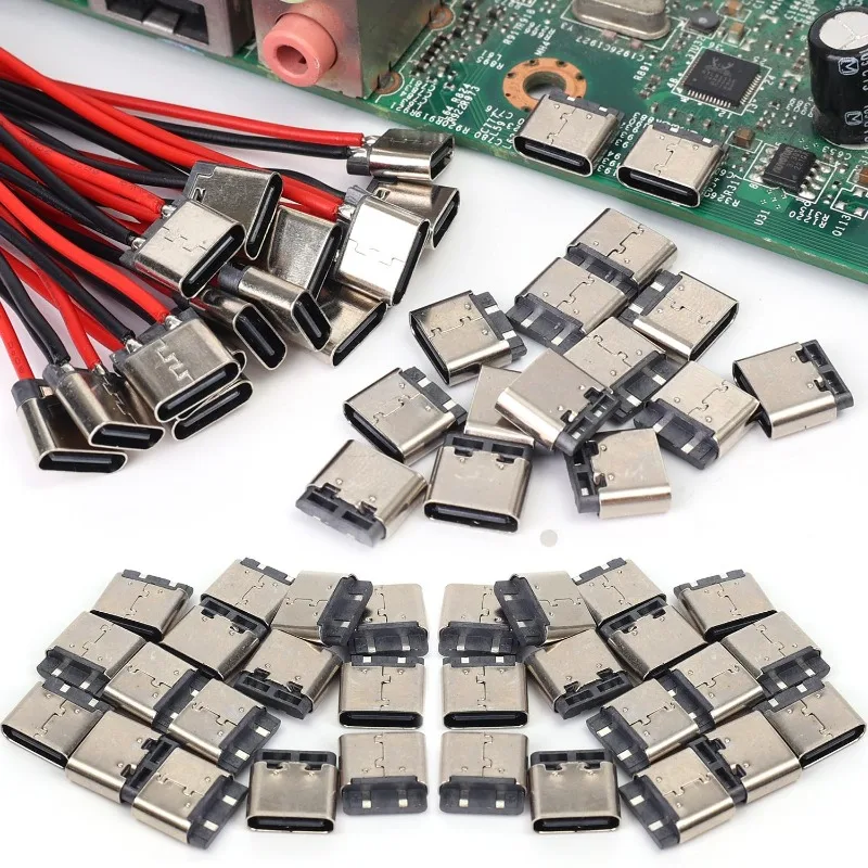 5/10Pcs New Type-C 2Pin Horizontal / Vertical 2P Simple Soldered Male Plug-in Board Quick Charging USB-C Connector Accessories