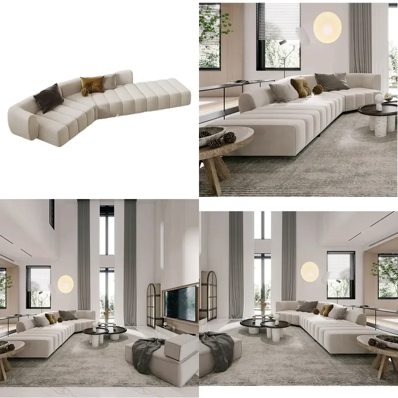 Modern Italian Curved Fabric Sofa Piano Key Design Corner Chaise Lounge for Living Room Minimalist Art Furniture