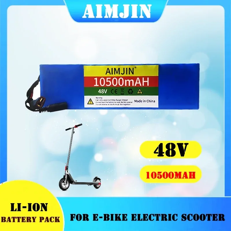 

48V 10.5Ah 1000W 13S3P lithium-ion battery pack, suitable for scooter of 54.6V 10500mAH with BMS+54.6V 2A charger XT60-XT30 Plug