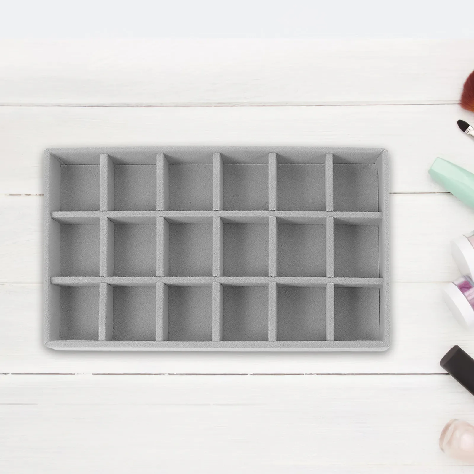 

2Pcs Jewelry Organizer Tray with Flocking Surface for Earrings Necklaces Rings Bracelets Display Storage Drawer Organizer