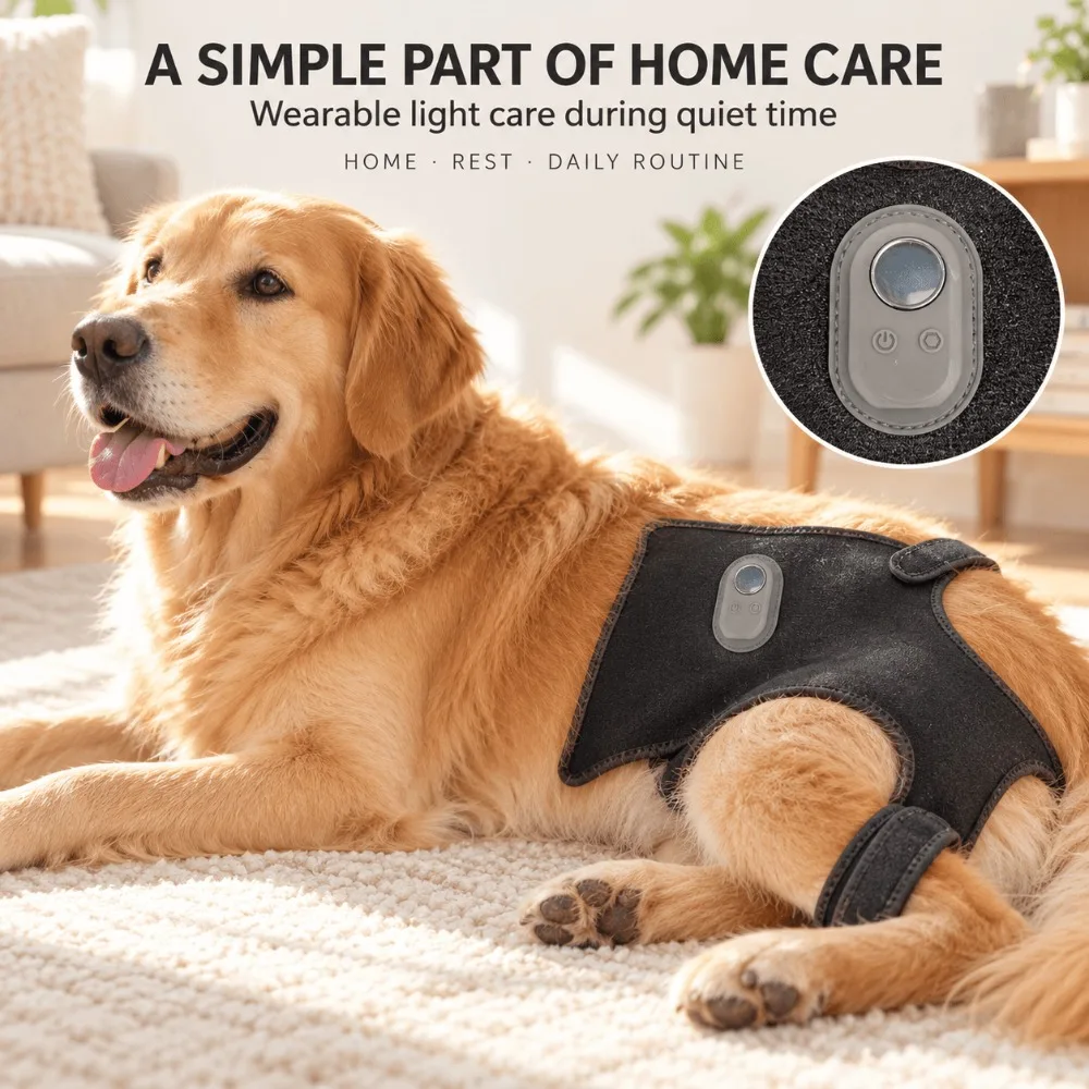 Dog Red Light Therapy Wrap, 88 LED 660nm 850nm Near Infrared Hip and Leg Brace, Adjustable Wearable Pet Joint Care for Home Use