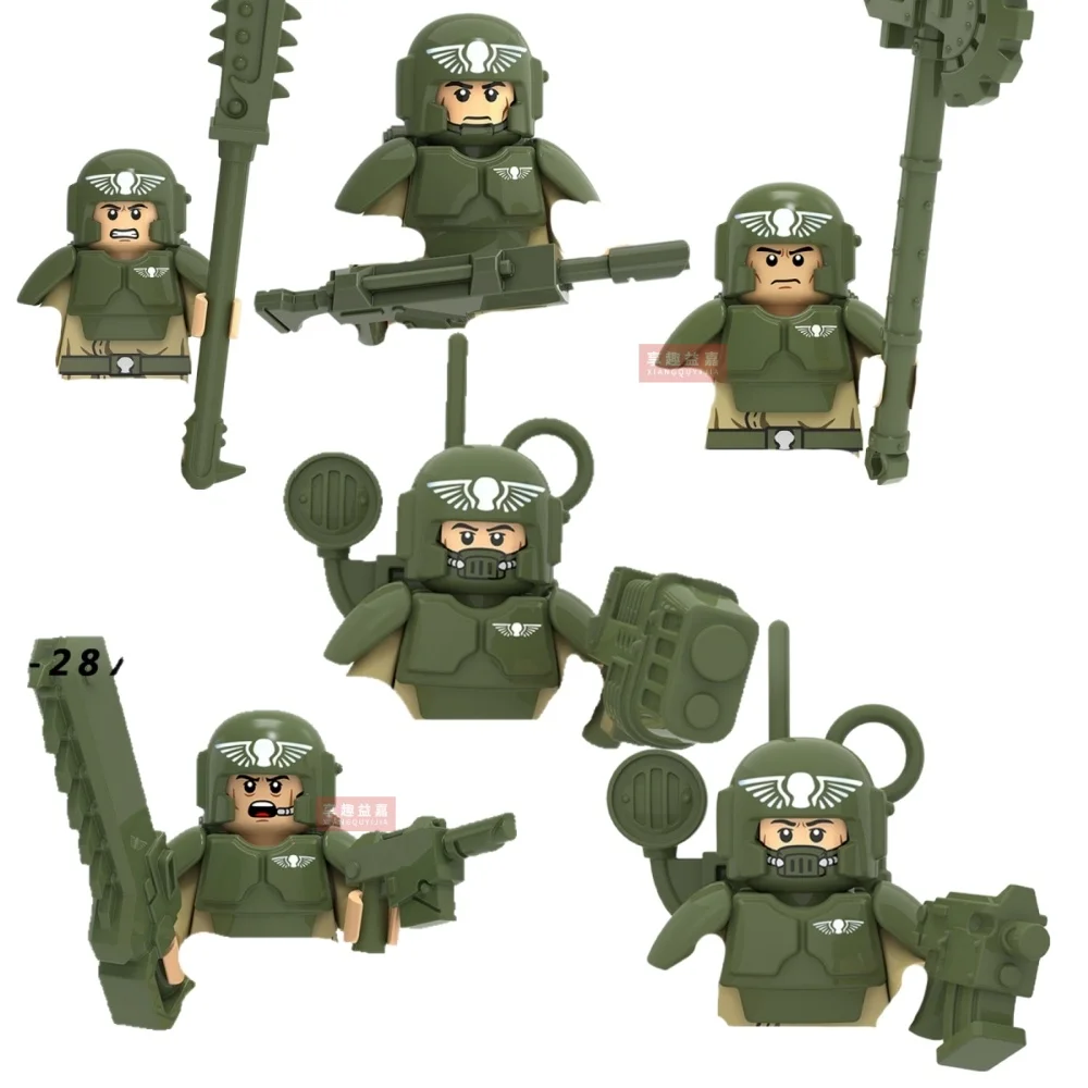 Crianças brinquedos comandante soldados blocos de construção 4 lados impresso completo mini figuras ação armadura ferro brinquedos para crianças presentes aniversário