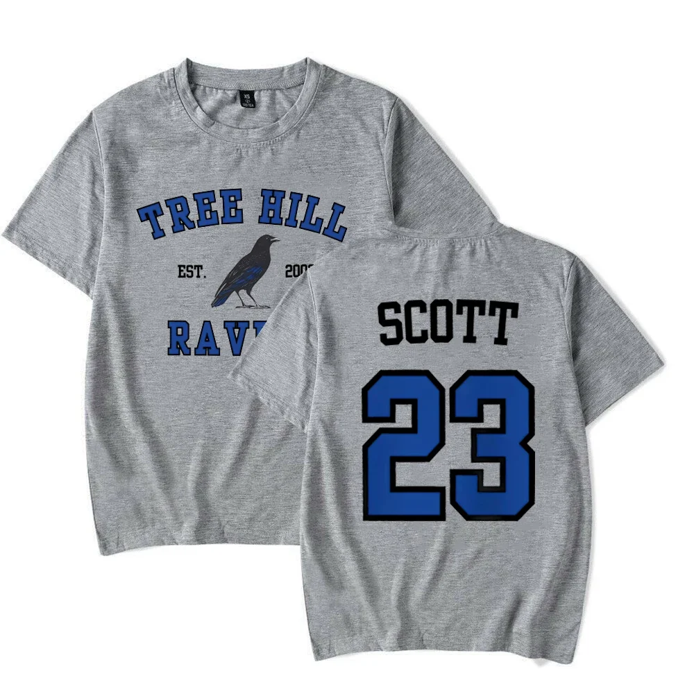 تي شيرت نسائي من One Tree Hill قميص شجرة هيل الغراب قميص ناثان سكوت 23 كارولينا الشمالية تي شيرت تلفزيوني OTH Merch 2 قطع علوية مطبوعة جانبية