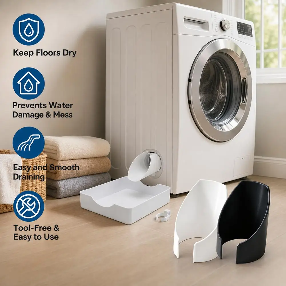 Anti‑Spill Washing Machine Drain Guide Chute PLA Washer Filter Water Guide for Front‑Load Washer Keep Laundry Room
