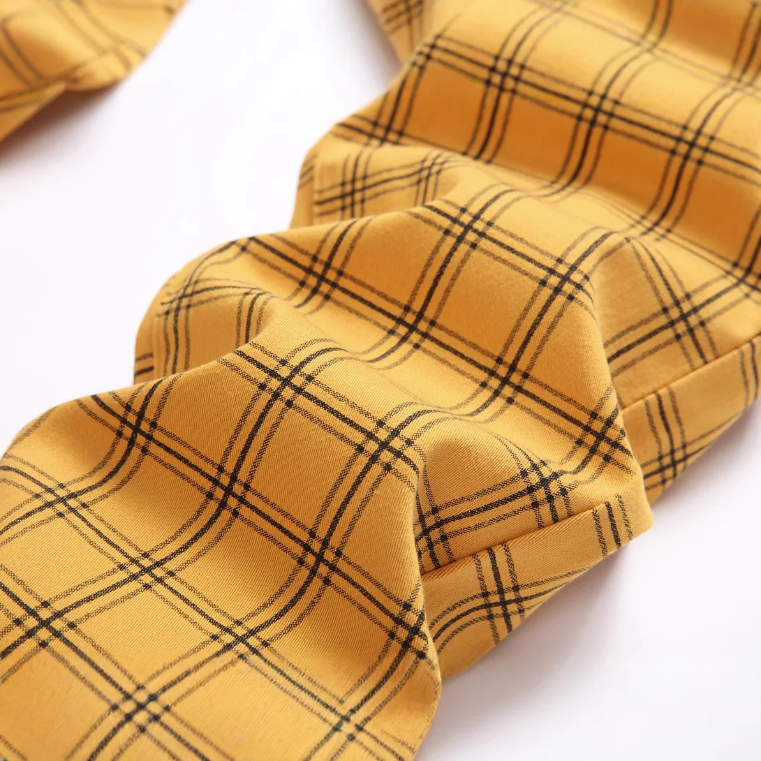 2026 남성용 레트로 옐로우 체크 청바지