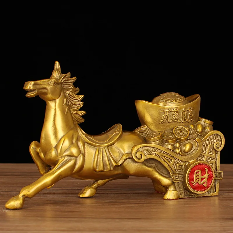 Carriage Ornament Gold 0Kg Horse-Drawn Yuanbao Bronze Craft Living Room Home Decoration Opening Gift