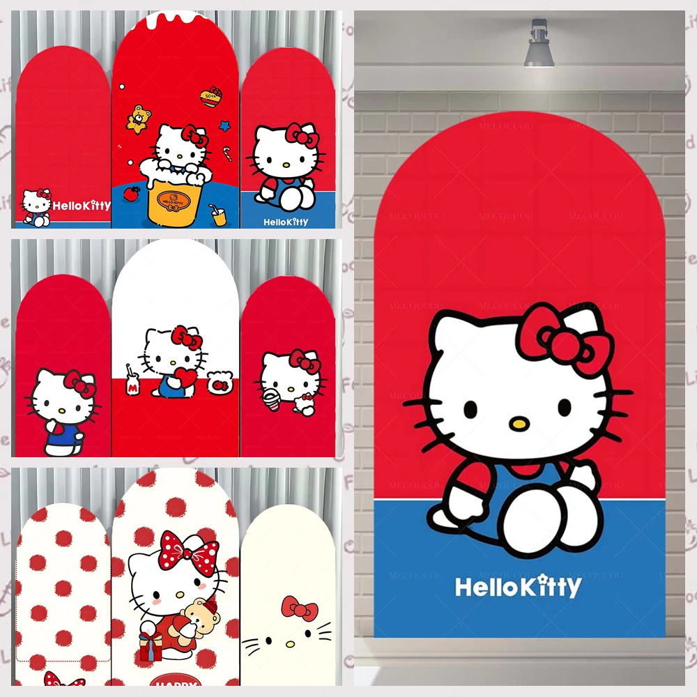 

Disney Sanrio HelloKitty Arched Theme Photography Background Custom Princess Girl Birthday Party Decoration Banner Studio Props