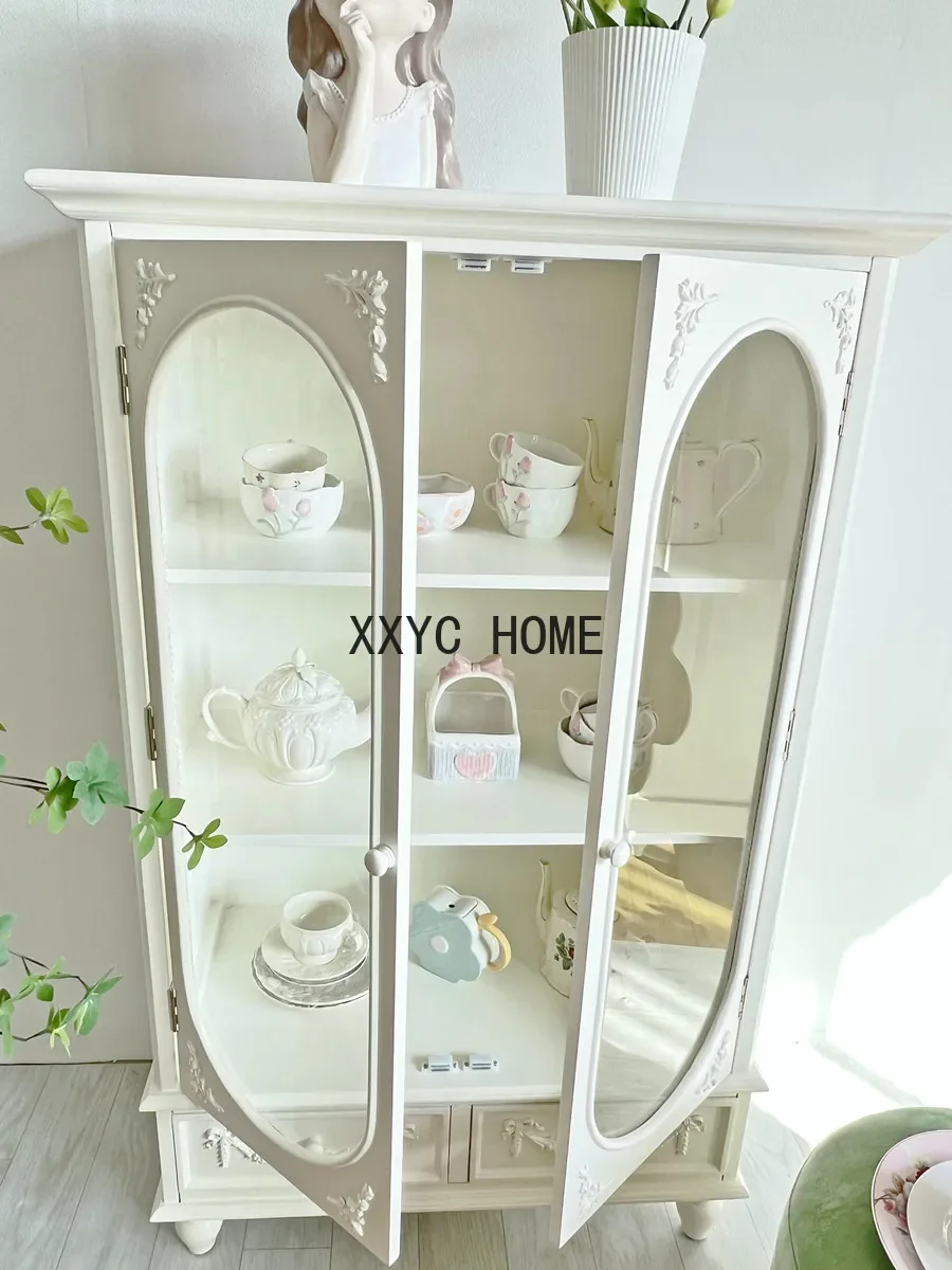 Французский ретро-буфет с двойной дверью, встроенный настенный высокий шкаф, домашний входной шкаф, современный легкий роскошный шкафчик