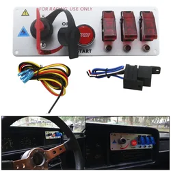 Interruptor do painel para carro de corrida, Auto LED Toggle Switches, Ignição Motor Start, On e Off Push, Conveniente e Seguro, Durável, 5 em 1, 12V