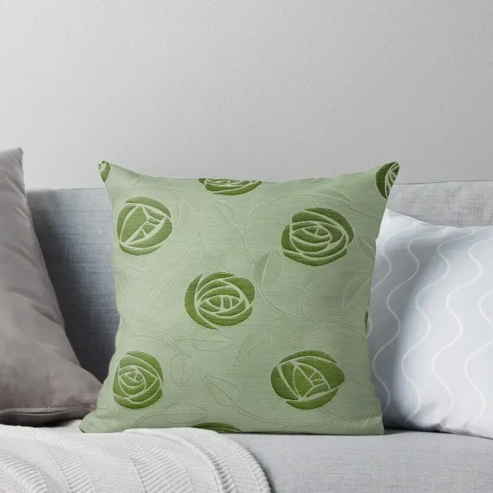 Charles rennie mackintosh rose,green ,charles rennie mackintosh abstract rose Throw Pillow Sofa Cushion Cover pillow