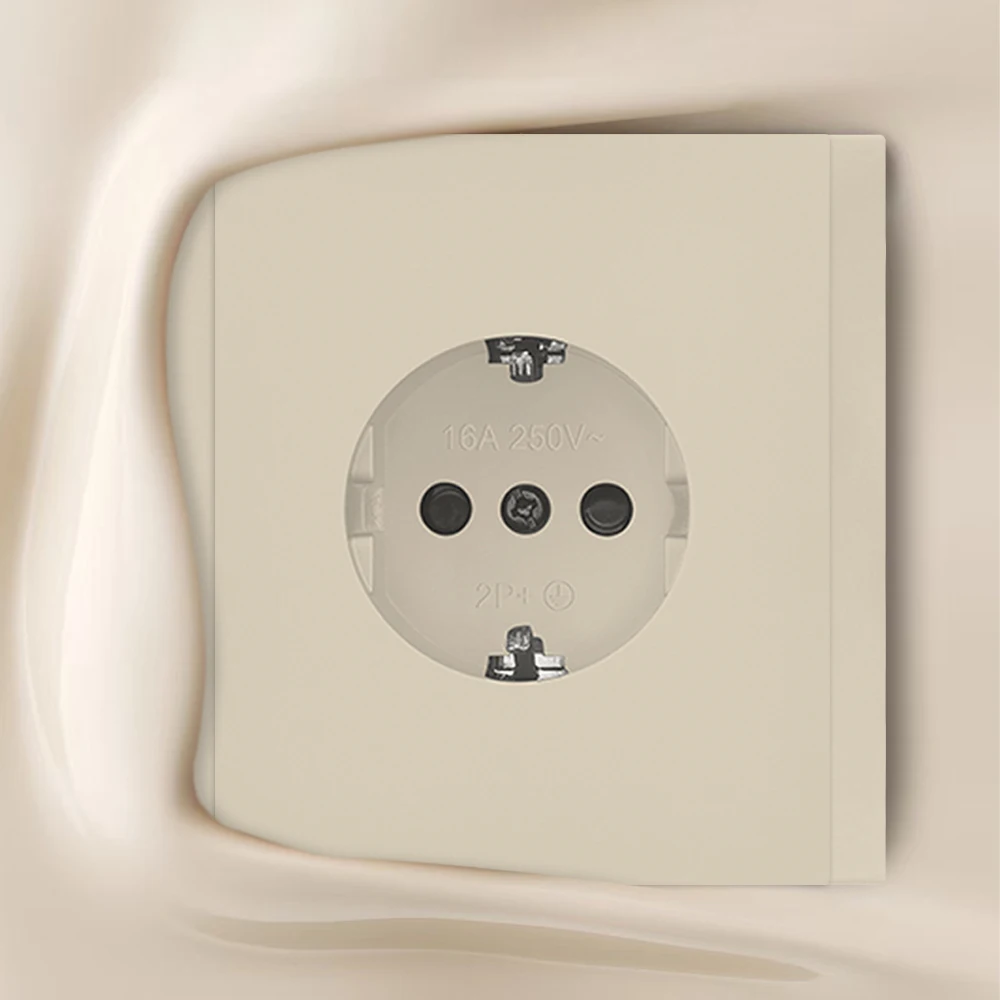 Skin Sensation EU Standard Classic With Ground AC Wall Embedded Electrical Outlets Power Sockets Plugs Socket Paint Plastic 250V