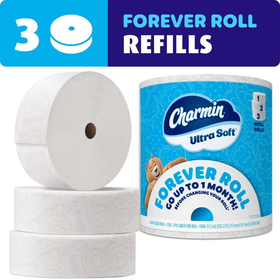 

Ультрамягкие двухслойные рулоны туалетной бумаги Forever Roll для ежедневного использования, идеально подходят для дома и путешествий, обеспечивают превосходный комфорт и мягкость.
