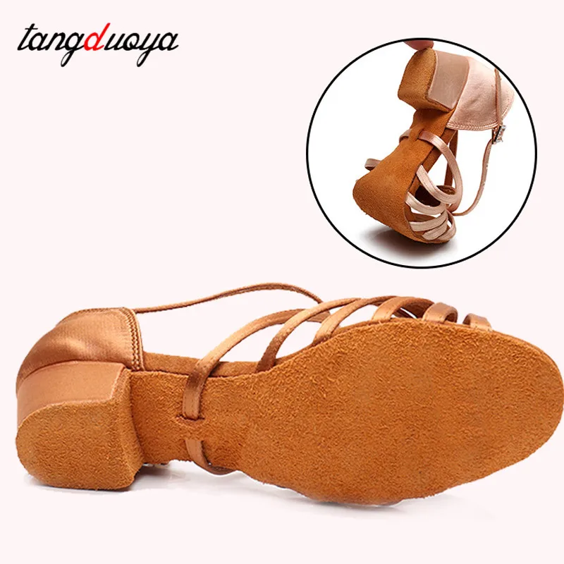 Chaussures de danse latine pour enfants, semelles intérieures pour filles, enfants/enfants, salle de bal, tango salsa, talon bas, 3/4cm, vente en