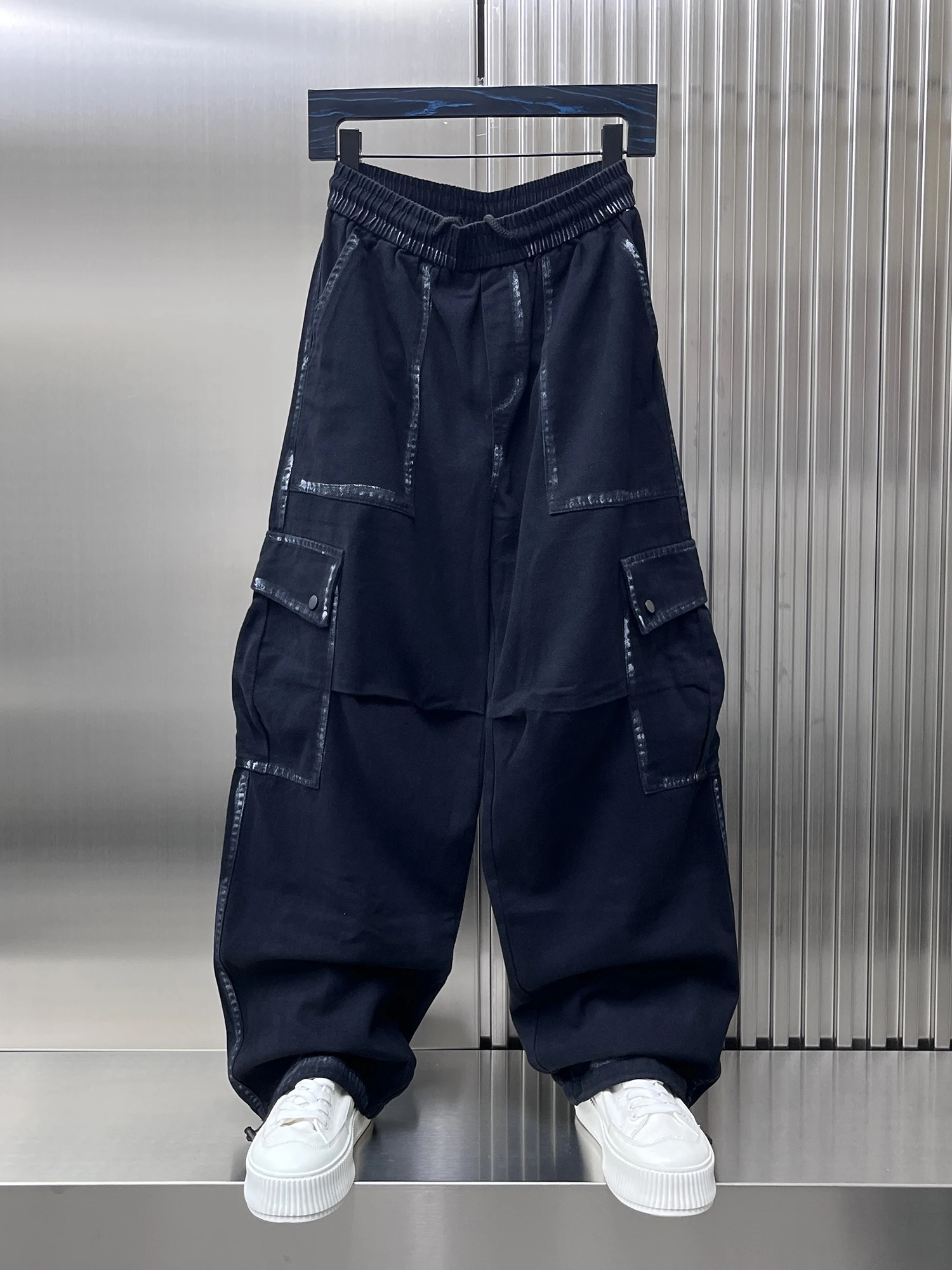 

Уличные мужские повседневные брюки, свободные брюки прямого кроя, рабочая одежда, модные брендовые повседневные брюки Bla Samurai Large ket