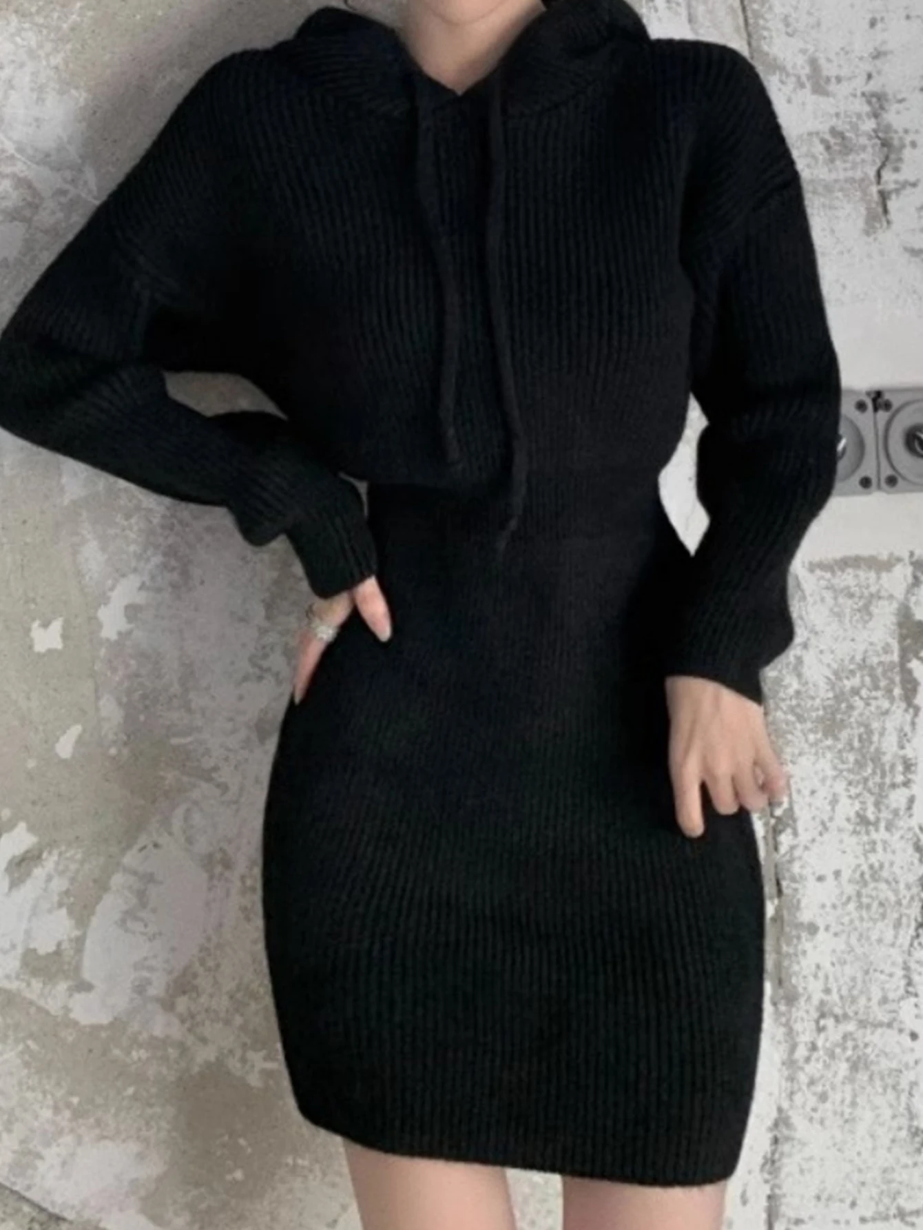 Mini robe à capuche élégante à manches longues pour femmes, mode automne-hiver, Chic, élégante, jupe portefeuille unie, tenue décontractée