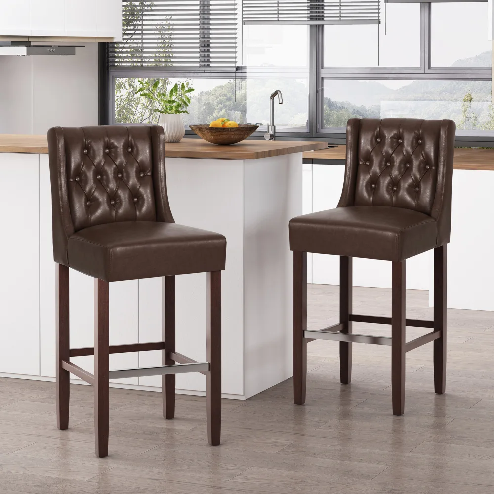 

Modern Metal Bar Stools (Set of 2) - Charcoal Gray, 30" Commercial Height for Kitchen & Restaurant Seating