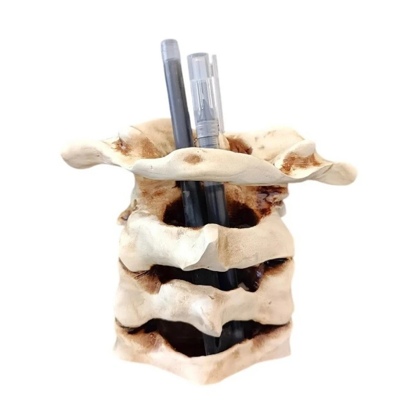 

Ручка с костями черепа, держатель для карандашей, держатель для кистей для макияжа, настольный офисный органайзер, готические украшения, готический органайзер с черепами и костями