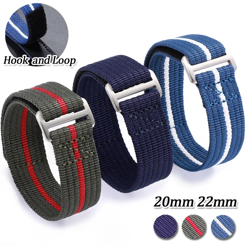 Bracelet de montre en nylon à boucle auto-agrippante 20/22 mm, tissé rayé, bracelet sport pour Tudor, pour Huawei Watch GT3 42 mm, pour Seiko, bracelet universel