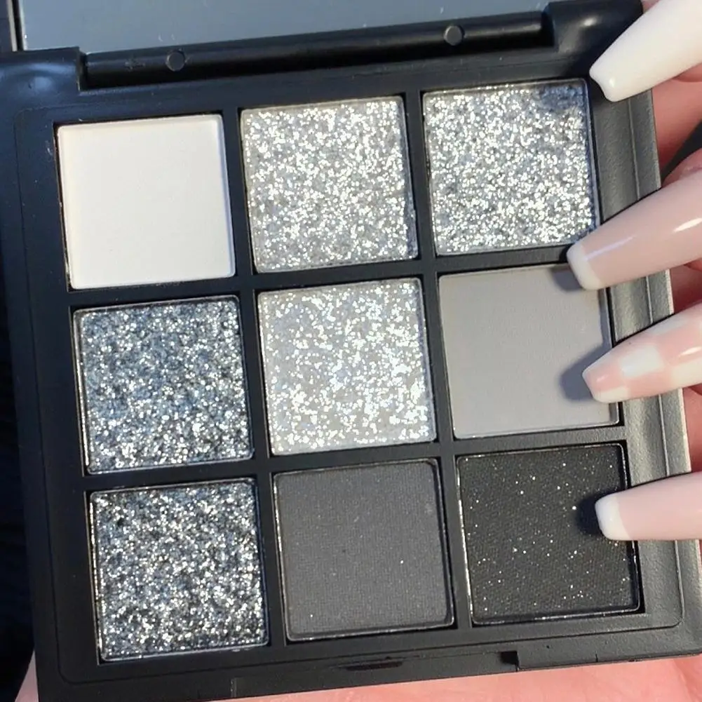 Paleta de Sombra Punk Smokey, Sombras Glitter Impermeáveis, Cool Toned, Maquiagem Matte, Cosméticos Coreanos, 9 Cores, K6t3