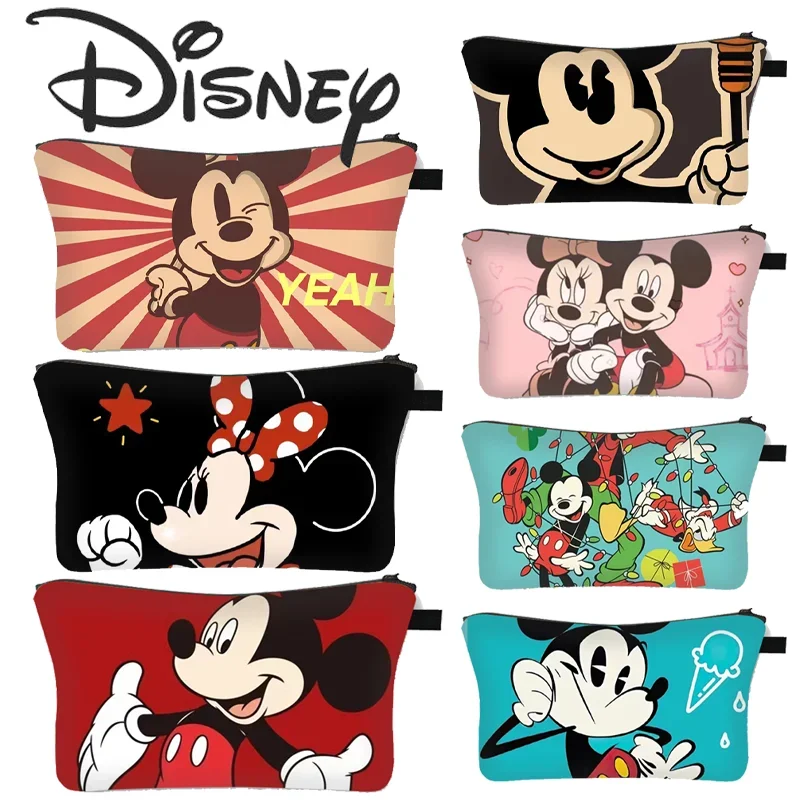 Disney Mickey Minnie Makeup Bag Women Cartoon Large Capacity Travel Cosmetic Storage Bag Bathroom Washbag Toiletry Pouch