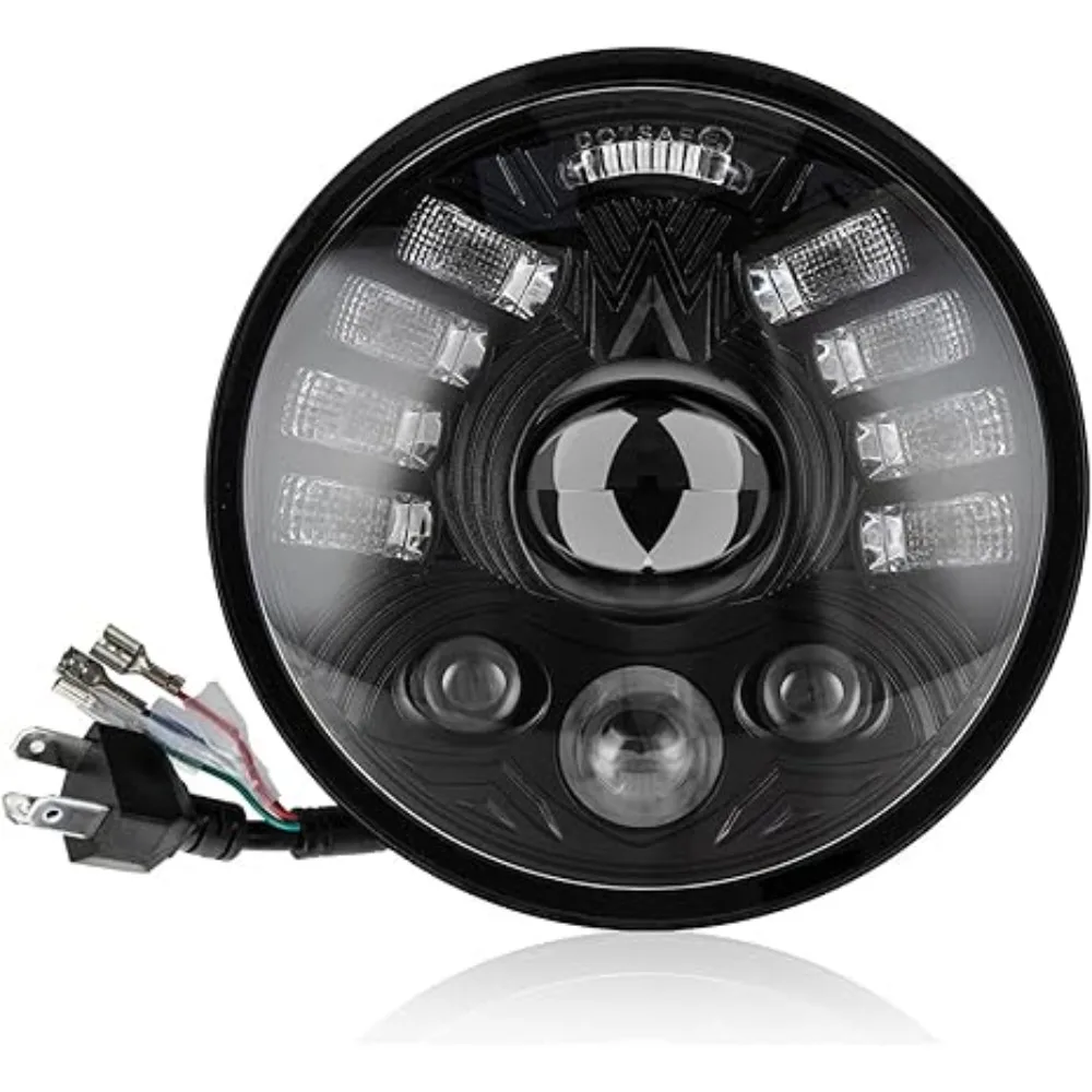 

Motorcycle 5.75 Inch LED Headligh High Low Beam DRL Turn Signals Round Headlight for Sportster Dyna Street Bob Low Rider Wide