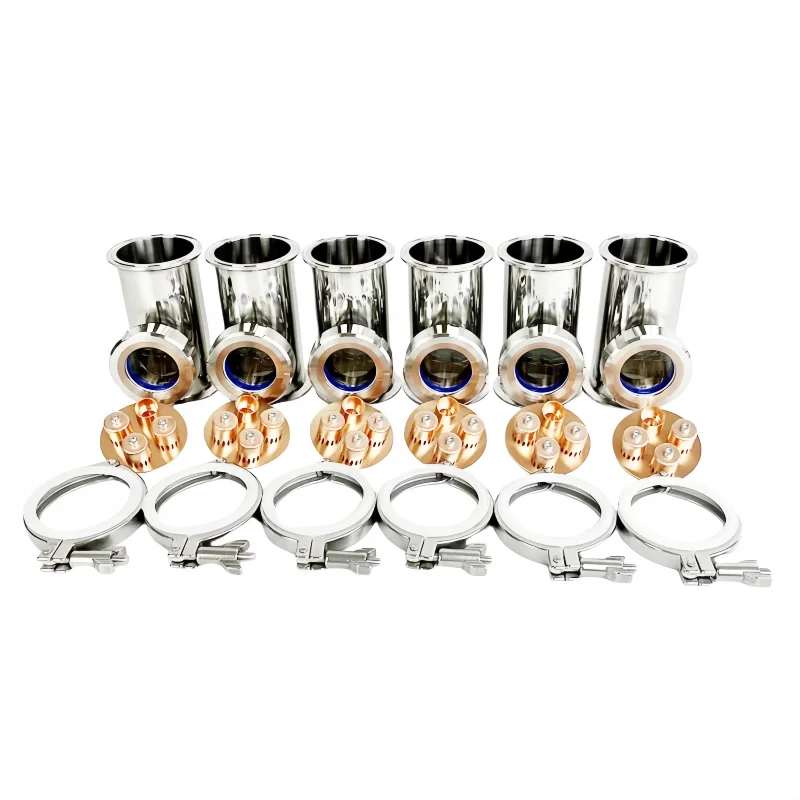 3inch OD91mm Sight Glass Union Tri-Clamp Tee With Copper Bubble Set * 6pcs,Distillation Lens Column Suit For HomeBrew, SS304