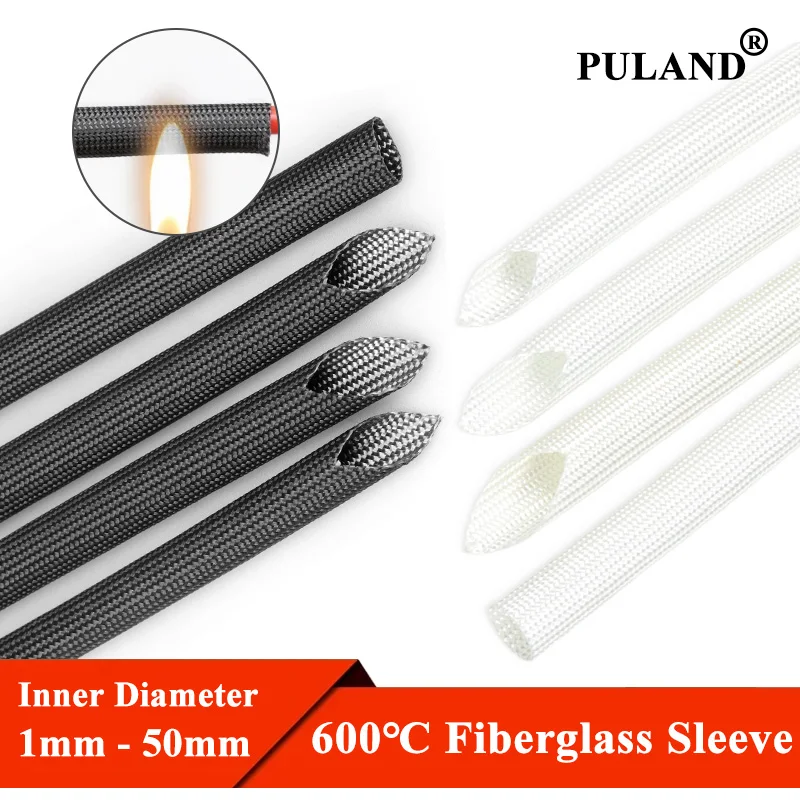 1-20m Fiberglass Braided Sleeve 1-50mm 600 Deg.C High Temperature Resistant Cable Sleeve Glass Fiber Insulated Wire Protect Wrap