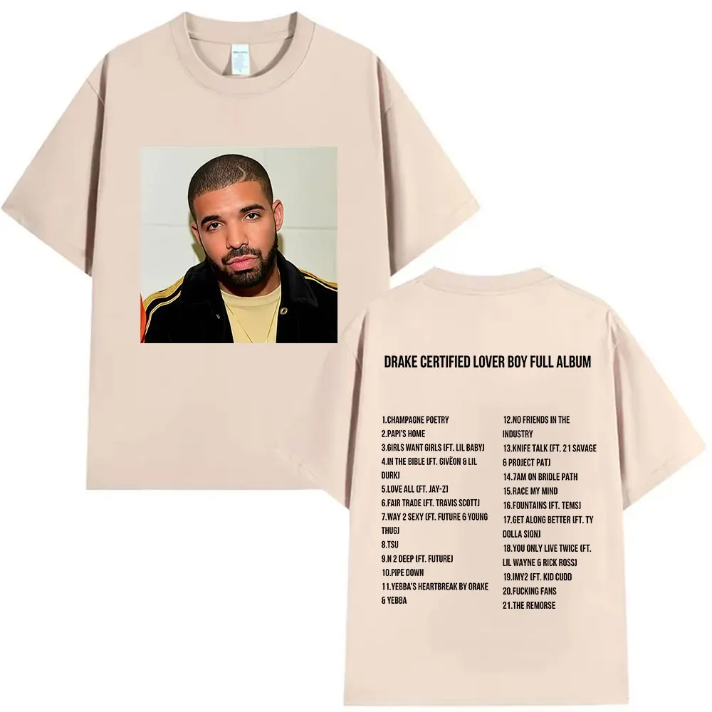 مغني الراب دريك معتمد عاشق الصبي ألبوم كامل 2025 الجرافيك تي شيرت الرجال الهيب هوب موسيقى البوب فضفاض تي شيرتات قصيرة الاكمام الشارع الشهير