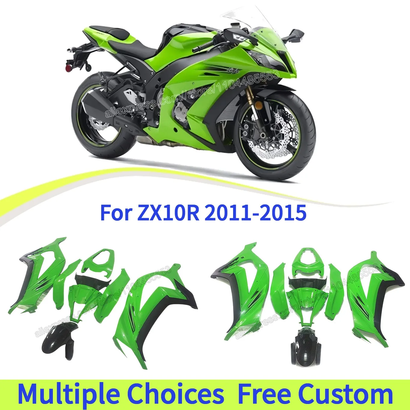 

2015 ZX-10R Green Fairings for Kawasaki ZX10R 2011 2012 2013 2014 ZX 10R Motorcycle Body Frame Cowl set
