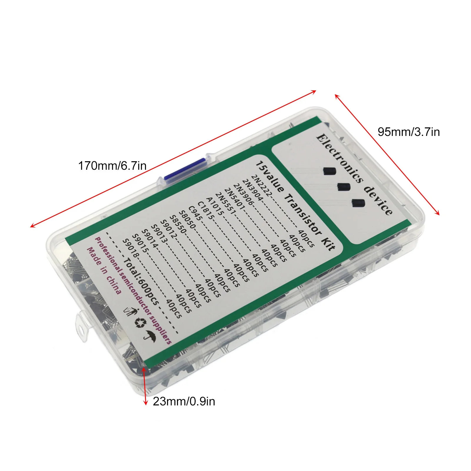 200 PZ TO-92 NPN P-NP P-ower Transistor 10 Tipi di Valori Kit Set BC337/ BC327/ 2N222/ 2N2907/ 2N3904/ 2N3906/ S8050/ S8550/ A1015