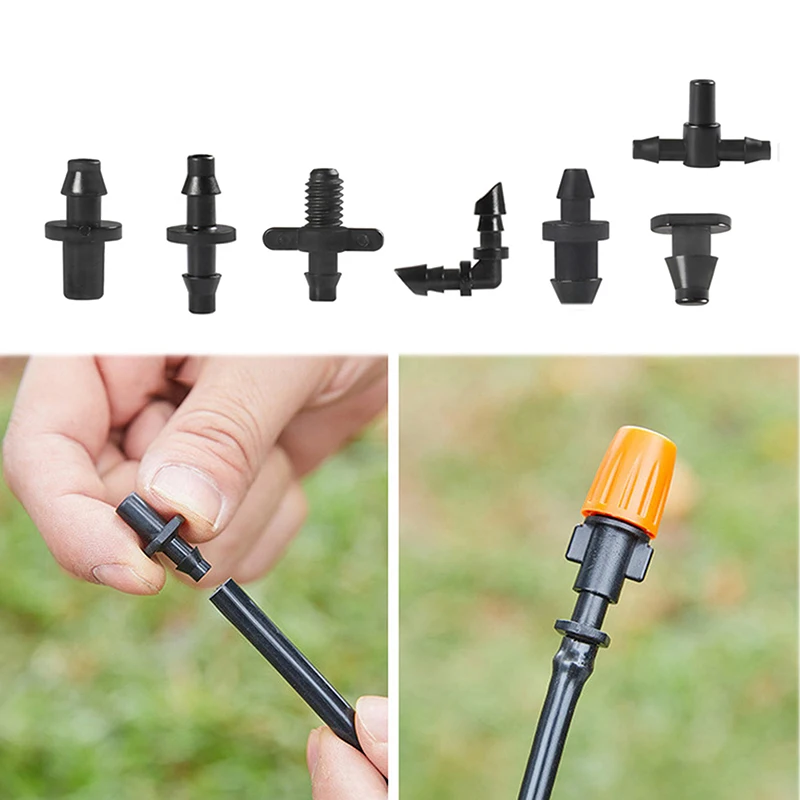 10Pcs 4/7 POM Hose Barb Connector End Cap Plug Automatic Drip Irrigation Connectors For Garden Watering System Water Pipe