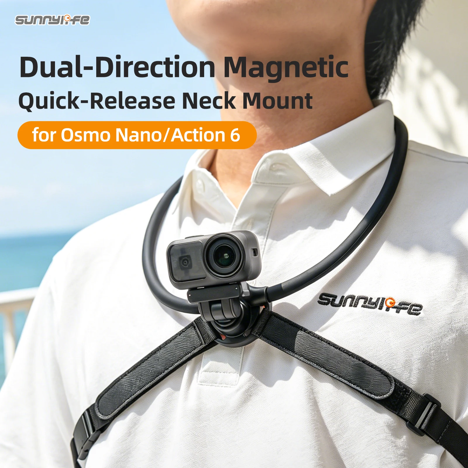 Sunnylife For DJI Osmo Nano/Action 6 Magnetic Neck Mount First-Person Chest Mounting Bracket camera Accessories