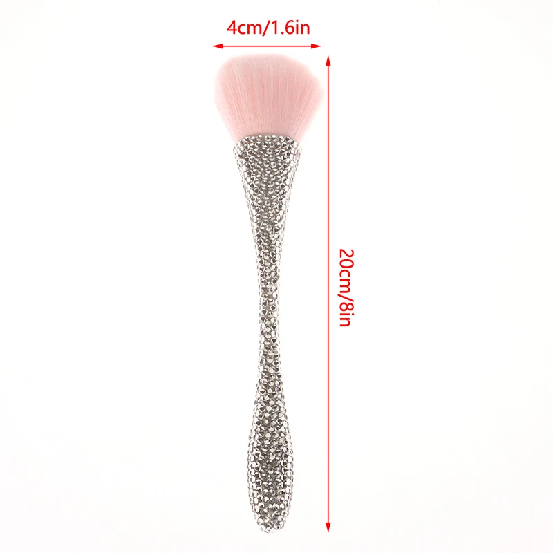 1pc Nail Dust Brush Rhinestone Bling Handle ,Acrylic Nail Art Cleaning Brush Manicure Tool