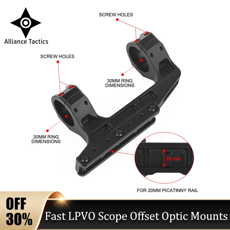 

Weapon Sight LPVO Offset Optic QD Mounts Plate Tactical Airsoft Accessroies 25.4mm 30mm Rings RMR Fit 20MM Rail Sight Base