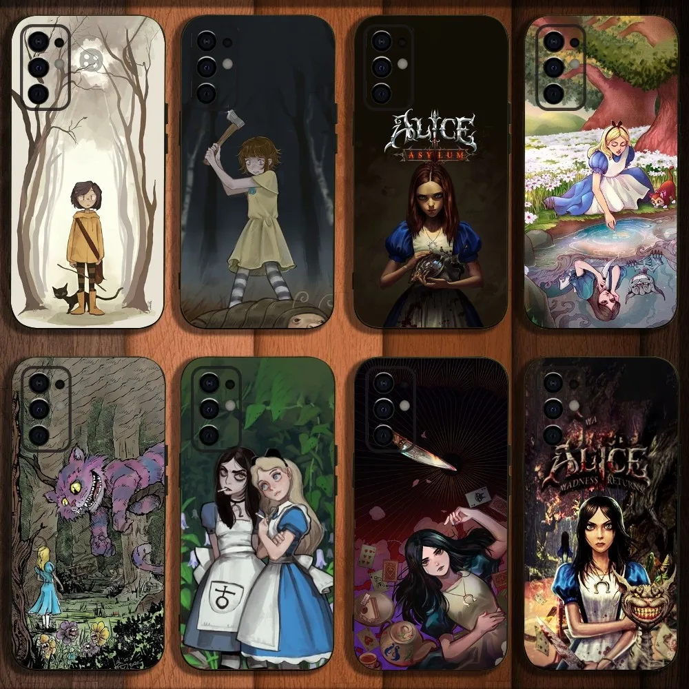 

A-Alice-e M-Madness Returns Game Phone Case For Samsung S24,S21,S22,S23,S30,Ultra,S20,Plus,Fe,Lite,Note,10,9,5G Black Soft Cover